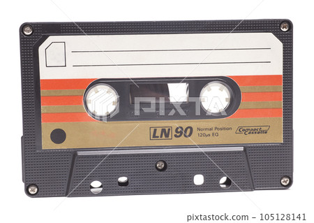 Audio cassette tape isolated on white background, vintage 80's music concept. 105128141