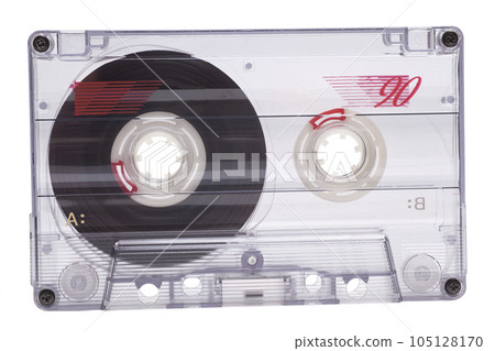 Audio cassette tape side A, isolated on white background, vintage 80's music concept. 105128170