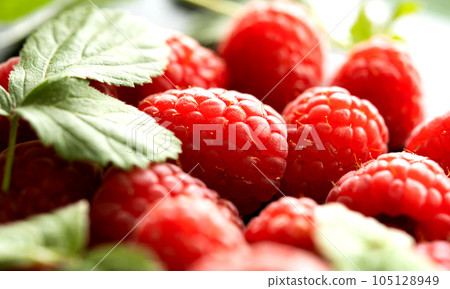 Fresh red raspberries 105128949
