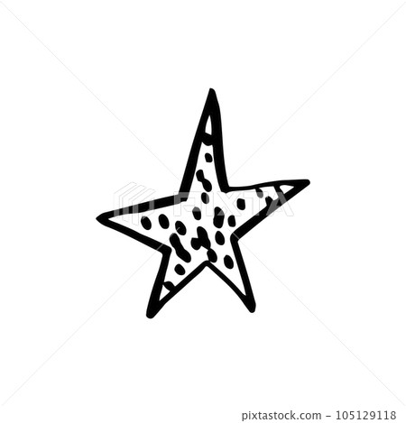 Hand drawn one star. Simple doodle style icon. Single, careless painted vector star. Black isolated on a white background. Hand drawn one star. Simple doodle style icon. Single, careless painted vector star. Black isolated on a white background. 105129118