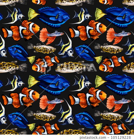 Seamless pattern with colorful marine life.... - Stock Illustration ...