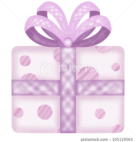 gift box with pink ribbon and bow 105129563