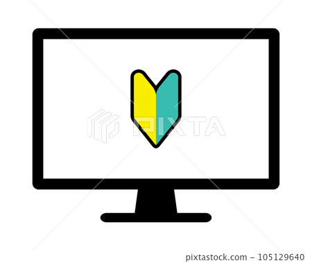 Computer monitor and beginner mark icon 105129640