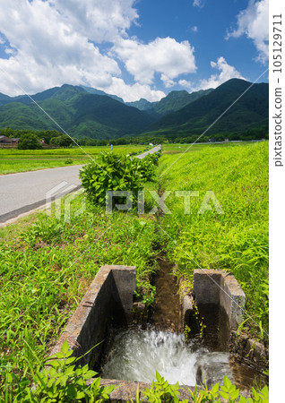 Rural scenery of Hakushu Town Waterway Countryside Rural scenery of Hakushu Town Waterway Countryside 105129711