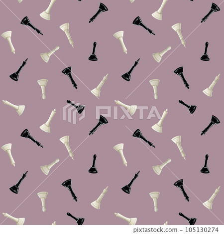 Dust pink watercolor black and white chess pieces seamless pattern with king, queen and bishop for wrapping paper, club flyers and brochures design Dust pink watercolor black and white chess pieces seamless pattern with king, queen and bishop for wrapping paper, club flyers and brochures design 105130274
