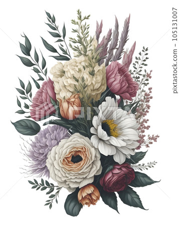 watercolor of flower bouquet clipart,generative ai 105131007