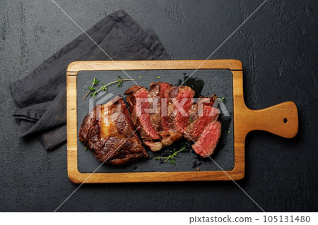 Sliced beef ribeye steak 105131480