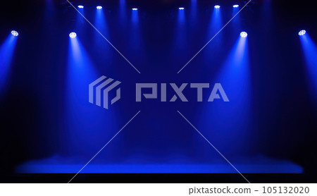 Light on a free stage, scene with blue spotlights 105132020