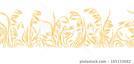 Oats grain field border. Vector seamless pattern 105133082