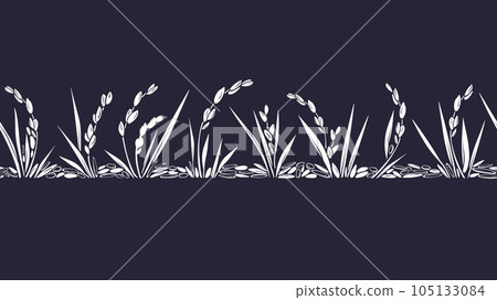 Rice border. Vector field, grains Seamless pattern Rice border. Vector field, grains Seamless pattern 105133084