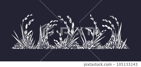 Rice field, mix grains Vector texture drawn plant 105133143