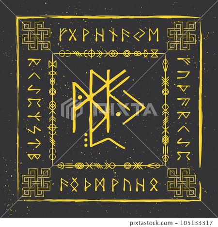 Icelandic doodle yellow frame luck 105133317