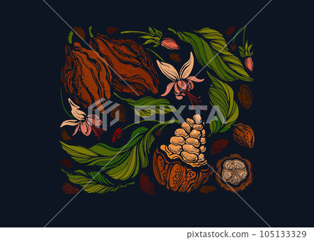 Dark chocolate. Cocoa symbol 105133329