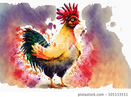 the Crazy Chicken Watercolor Graphic 105133551