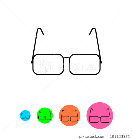 Reading glasses icon with small round icons. Isolated vector clipart and illustration on white background. Editable template. Reading glasses icon with small round icons. Isolated vector clipart and illustration on white background. Editable template. 105133575