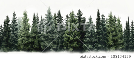 A pristine winter landscape with a row of trees covered in snow, evoking a sense of peace. AI Generative. A pristine winter landscape with a row of trees covered in snow, evoking a sense of peace. AI Generative. 105134139