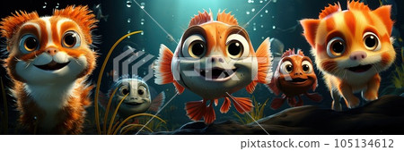 fish with cat face cartoon illustration... - Stock Illustration ...