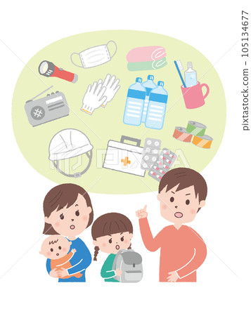 Parents and children talk about disaster prevention 105134677