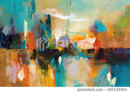 Abstract painting that captures your memories and impressions of the journey. Generative AI Abstract painting that captures your memories and impressions of the journey. Generative AI 105135003