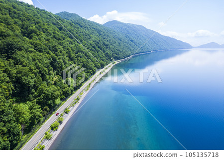 夏季支笏湖鳥瞰圖（駕駛圖） 105135718