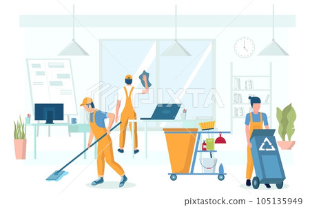 Professional office cleaning services vector concept illustration Professional office cleaning services vector concept illustration 105135949