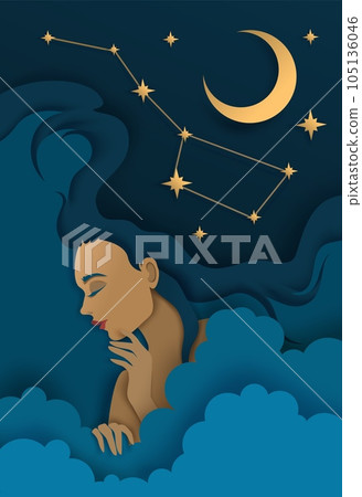 Sweet dreams vector illustration in paper art style 105136046