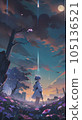 滿月和星空下的月球夜景照片 105136521