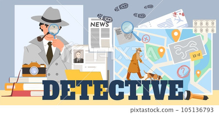 Detective agency against crime flat vector poster 105136793