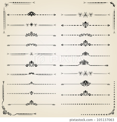 Vintage Big Set of Horizonyal Vector Patterns. Collection of Graphics 105137063