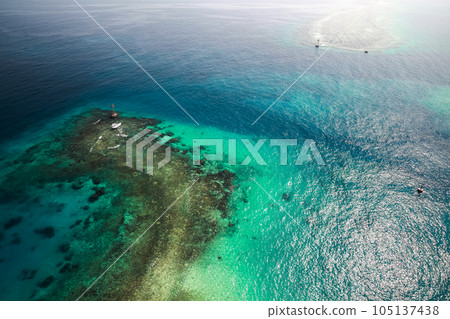 Persian Gulf aerial view, Saudi Arabia. Red beacon tower Persian Gulf aerial view, Saudi Arabia. Red beacon tower 105137438