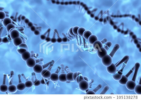 DNA. Illustration of the molecular structure of DNA strands of human cell biology. Blue DNA structure isolated background. 3D illustration. Helix spiral of DNA molecule. Genetic cells concept. DNA. Illustration of the molecular structure of DNA strands of human cell biology. Blue DNA structure isolated background. 3D illustration. Helix spiral of DNA molecule. Genetic cells concept. 105138278