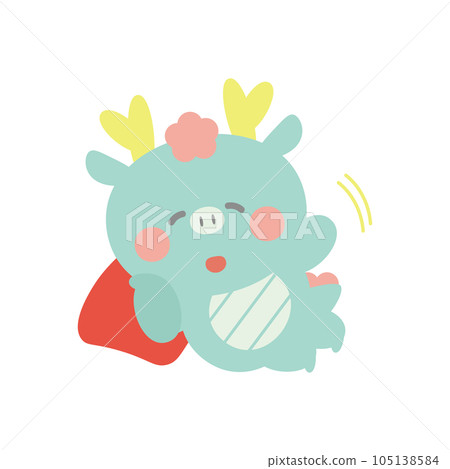 A smiling dragon (dragon) waving with an elbow pillow A smiling dragon (dragon) waving with an elbow pillow 105138584