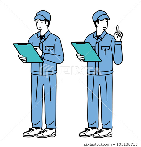 工人拿著板子進行檢查的簡單圖示 105138715