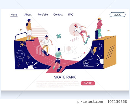 Skate park vector website landing page design template 105139868