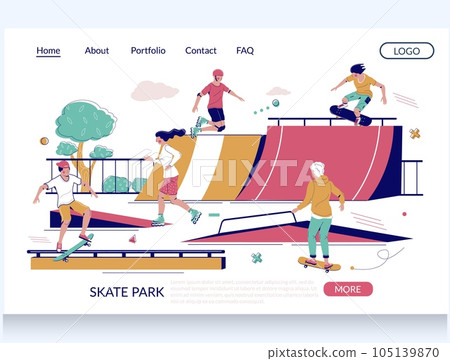 Skate park vector website landing page design template Skate park vector website landing page design template 105139870