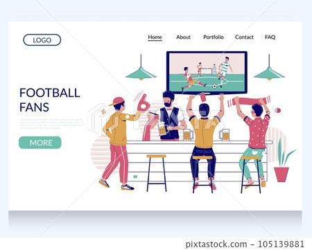Football fans vector website landing page design template 105139881