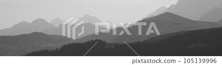 Mountain ranges in the morning light seen from Vorder Walig, Switzerland. Nature header. Mountain ranges in the morning light seen from Vorder Walig, Switzerland. Nature header. 105139996