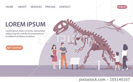 Paleontological museum with dinosaur skeletons and fossils 105140107