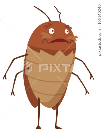 Dirt cockroach. Funny brown beetle. Adorable parasit, wildlife sticker. Cartoon insect pest vector illustration Dirt cockroach. Funny brown beetle. Adorable parasit, wildlife sticker. Cartoon insect pest vector illustration 105140240