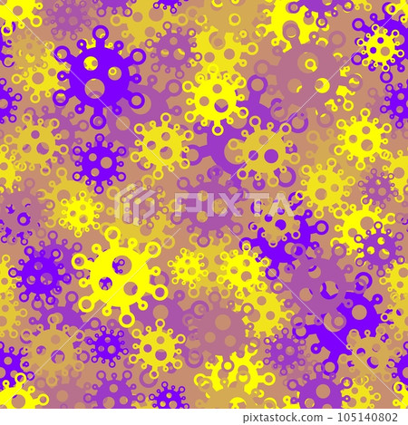 Coronavirus seamless pattern venom purple and acid yellow cells background Coronavirus seamless pattern venom purple and acid yellow cells background 105140802