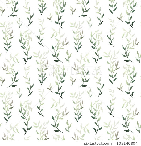 Liana spreads olive green leaves creeper seamless pattern background vector 105140804