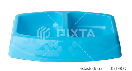 New plastic pet bowl isolated on white New plastic pet bowl isolated on white 105140873