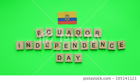 August 10, Independence Day in Ecuador, the flag of Ecuador, a minimalistic banner with the inscription in wooden letters on a green background August 10, Independence Day in Ecuador, the flag of Ecuador, a minimalistic banner with the inscription in wooden letters on a green background 105141121