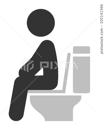 火柴人坐在西式廁所上的圖標 105141366