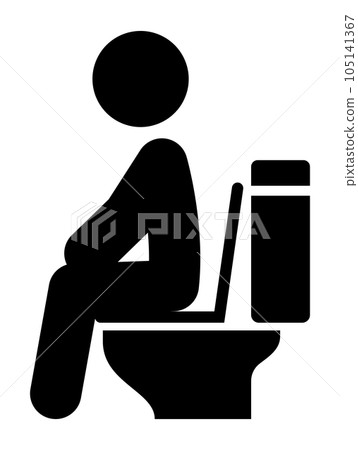 火柴人坐在西式廁所上的圖標 105141367