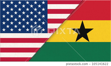 Flags of USA and Ghana. American and Ghana national flags. diplomatic relations 105141622