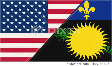 Flags of USA and Guadeloupe. American and Guadeloupe diplomatic relations 105141623