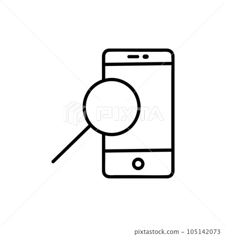 smartphone search icon, Outline style, isolated on white Background. smartphone search icon, Outline style, isolated on white Background. 105142073