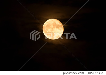 Full moon back moon between clouds in July, Hakushu-cho, Hokuto city Full moon back moon between clouds in July, Hakushu-cho, Hokuto city 105142334