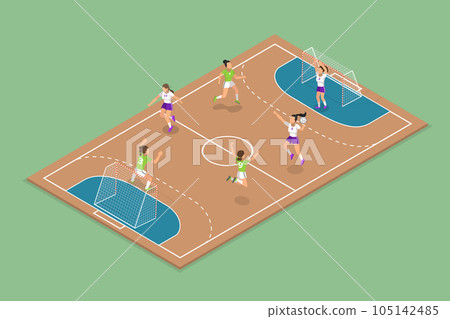 3D Isometric Flat Vector Set of Handball 3D Isometric Flat Vector Set of Handball 105142485
